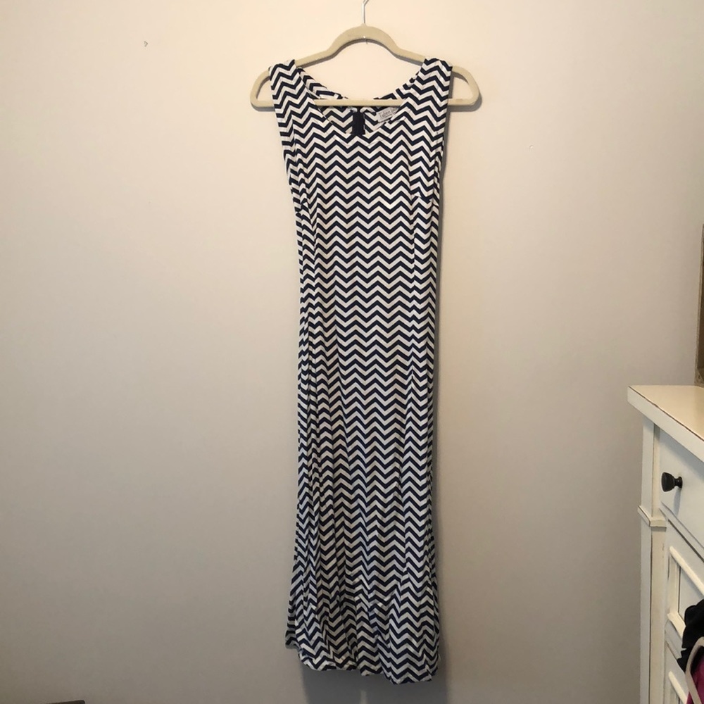 Tybee Island Navy/White Long Boho Dress Size Small